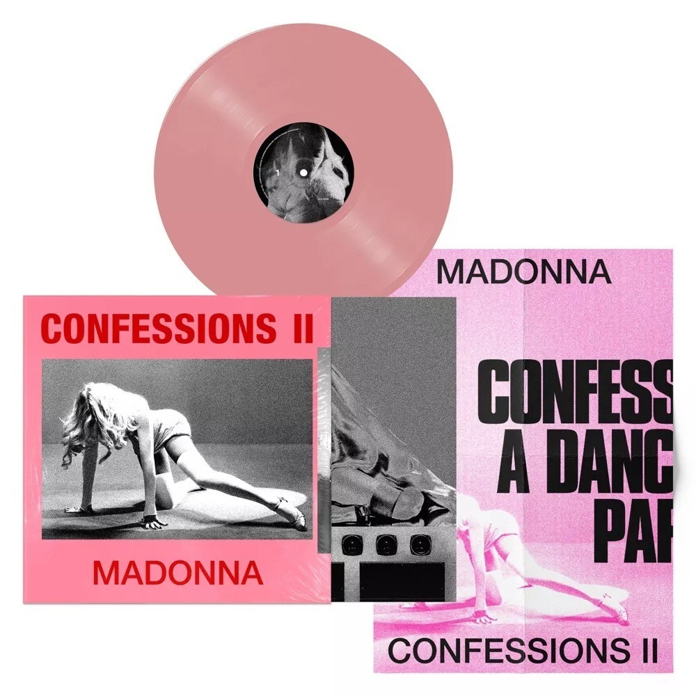 New Madonna Confessions II Limited Ed Alt Cover Baby Pink Color Vinyl LP, Poster